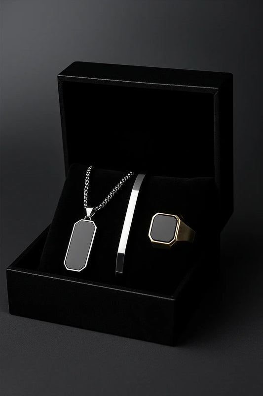 Black Onyx Trio – Premium Men’s Jewelry Gift Set
